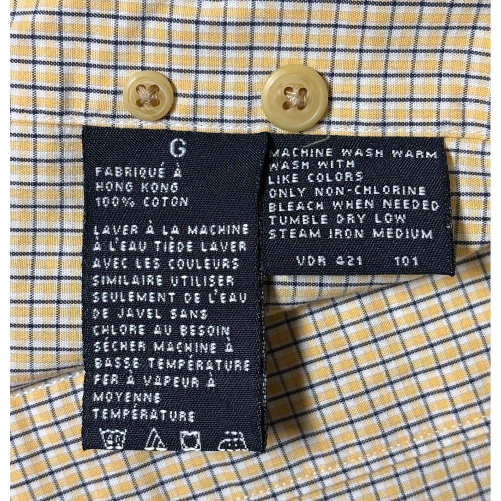 Nautica Mens Short Sleeve Button Down Shirt L Yellow Gingham 100% Cotton - Picture 11 of 13